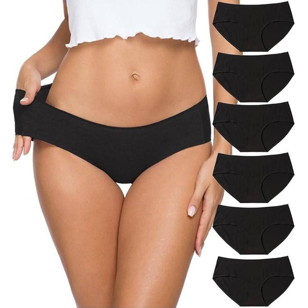 Set of 6 MSRP $33 Altheanray Women's S Black Cotton Underwear Seamless
